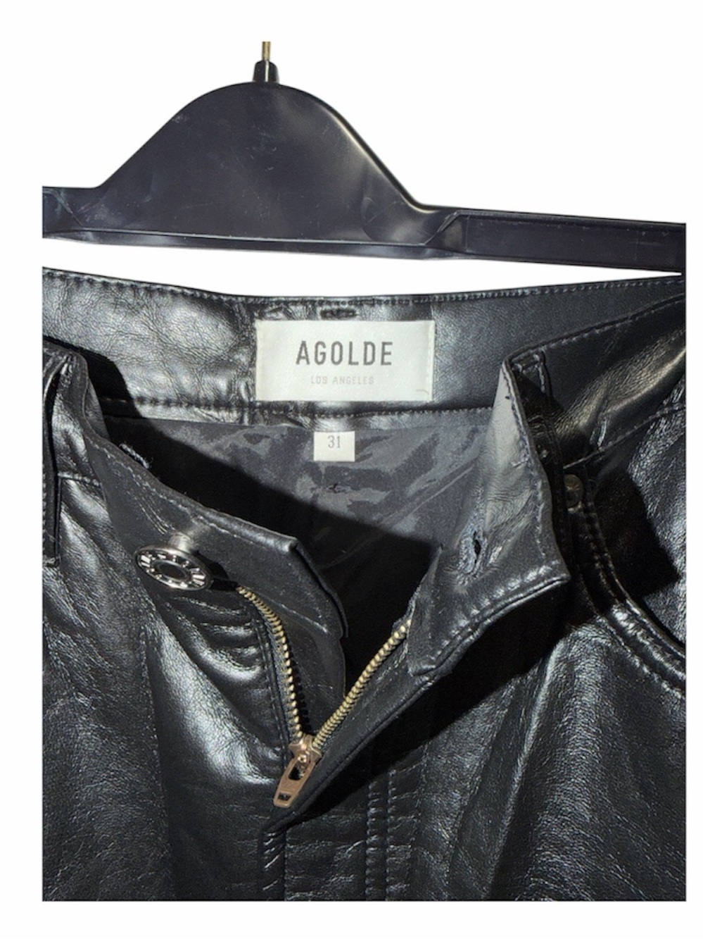 NWT Agolde Size 31 Black 90’s Pinch Waist Recycled Leather Pants Detox - Picture 2 of 9
